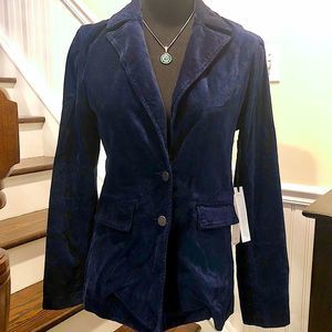 PARKER SMITH Women’s Sleek Navy Blue Versatile Velvet Blazer with Pockets Sz SM